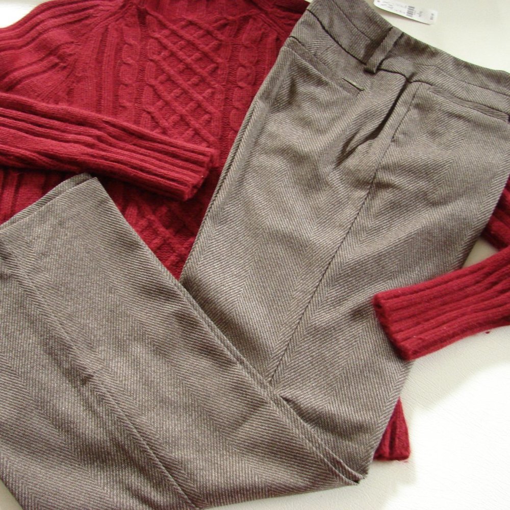 Brown Chevron Signature Fit Boot Cut Pants NWT